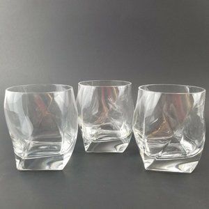Set of 3 Unbranded Geometric 10oz Clear Scotch Whiskey Rocks Glasses Barware 4"